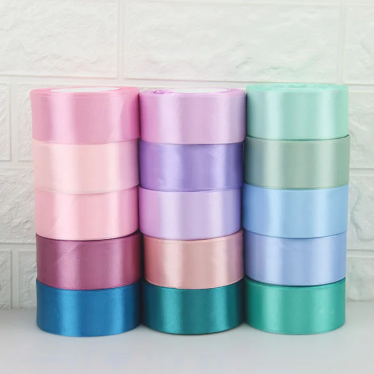 Wedding Birthday Party Decorative Satin Ribbons White Black Blue Pink Purple Green Red Orange Yellow Silk Satin Ribbons 22Meters satin ribbons