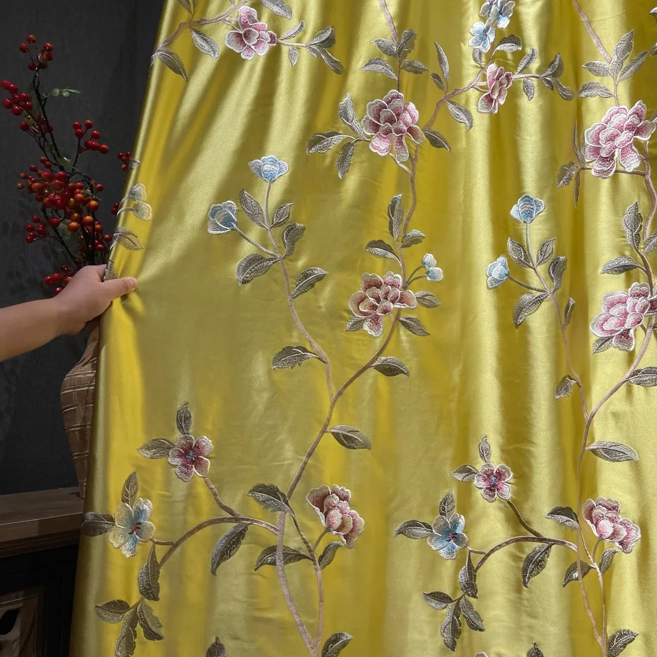 High-end Luxury New Chinese Classical Embroidery Curtains for Bedroom Living Room Blackout Curtains Custom Finished Products