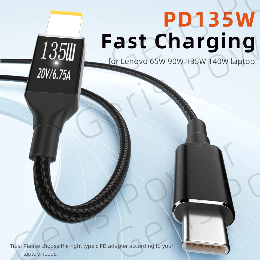 90W 135W USB Type C PD Fast Charging Cable Laptop Adapter Converter for Lenovo ThinkPad T440p
