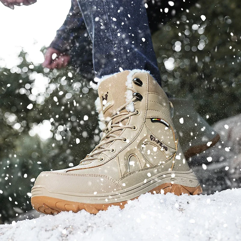 New Winter Men's Boots Warm Plush High-Top Snow Boots Waterproof Men Hiking Boots Outdoor Sneakers Men Work Fashion Ankle Boots