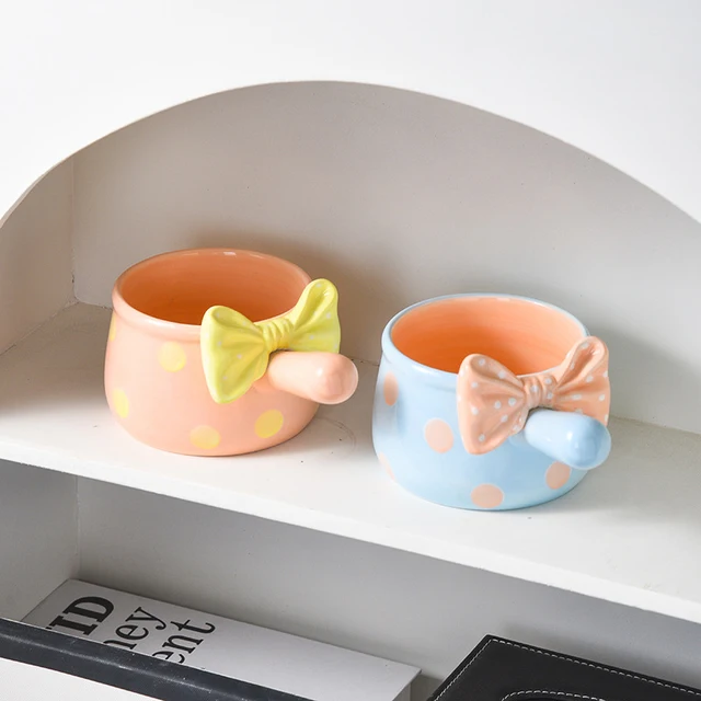 Cute Bow Tie Shape Single Handle Ceramic Bowl