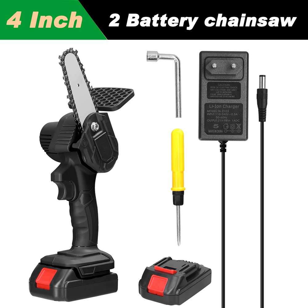 Power Tools 4 Inch/6Inch 21V Mini Electric Chain Saw With Battery Woodworking Pruning One-handed Garden Tool Rechargeable Saw best grass trimmer Garden Tools