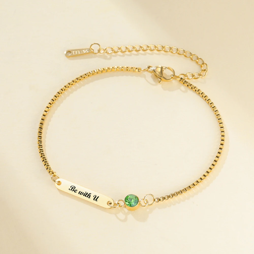 Personalised Engraved Name Bracelet Stainless Steel Bar Jewellery_voghion.com