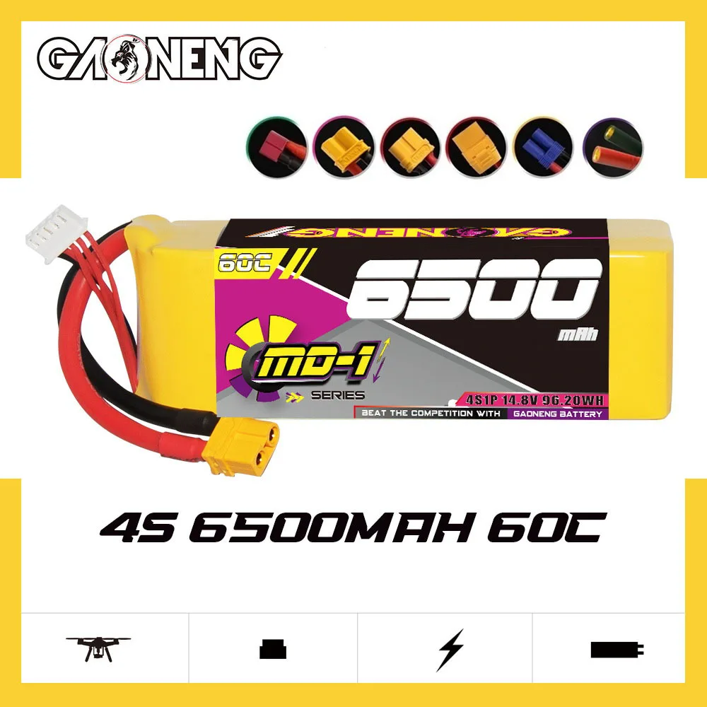 

GNB 4s 6500mAh 60c Rechargeable Battery For RC Cars Boats RC Helicopter Quadcopter Drone Spare Parts 14.8v Lipo Battery