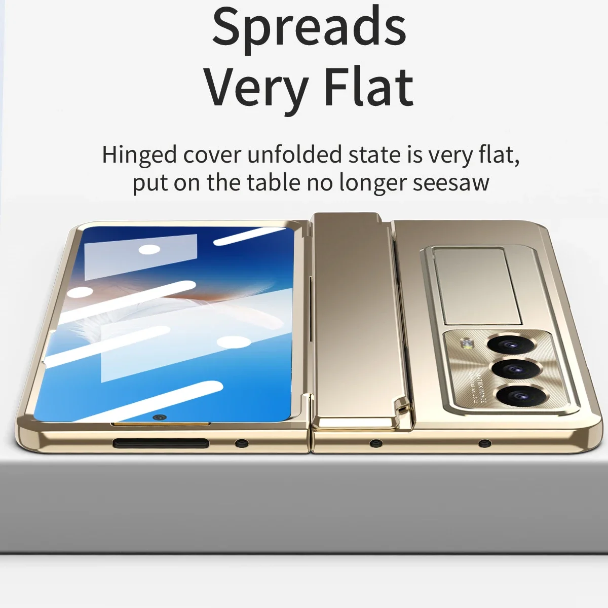 Plated Gold Armor Case with Hinge Bracket and Glass Front Film Cover