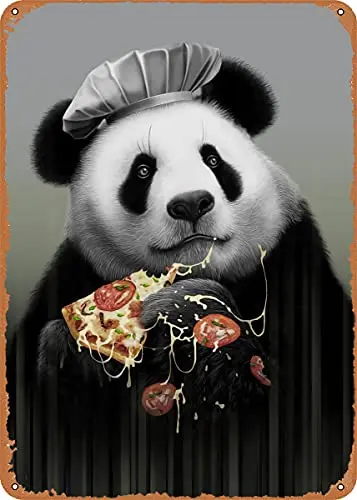 

Panda Loves Pizza Vintage Look Metal Sign Art Prints Retro Gift 8x12 Inch