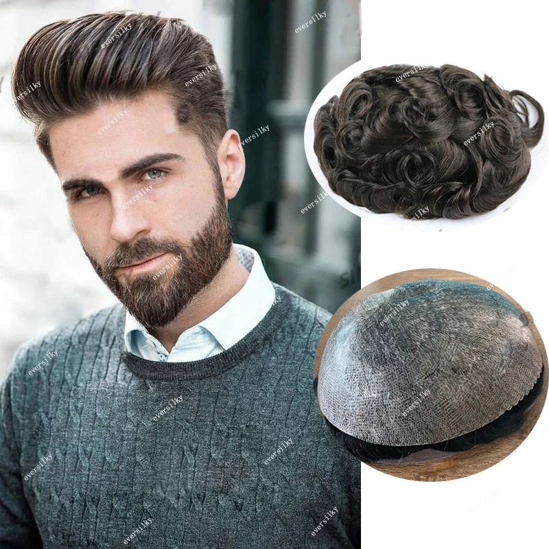 Human Hair Toupee Mens Brown Blonde Black Natural Hairline Microskin Super Durable Full Skin PU Capillary Prosthesis Hairpie