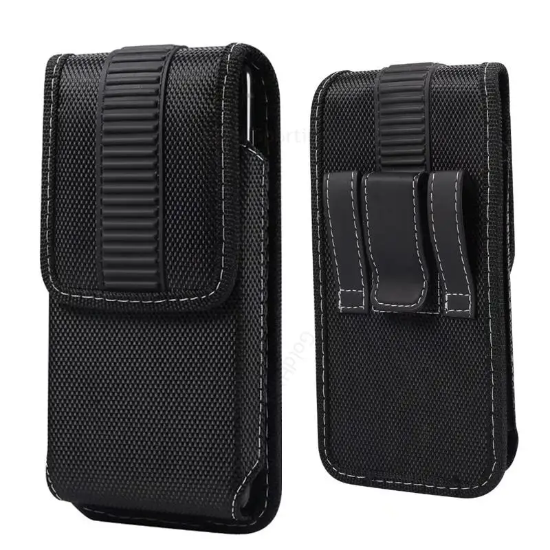 Cases For iPhone 15 Pro Max Oxford Cloth Leather Phone Pouch For Apple 13 Mini 12 11 15 Pro XS Max 7 8 Plus Belt Clip Waist Bag