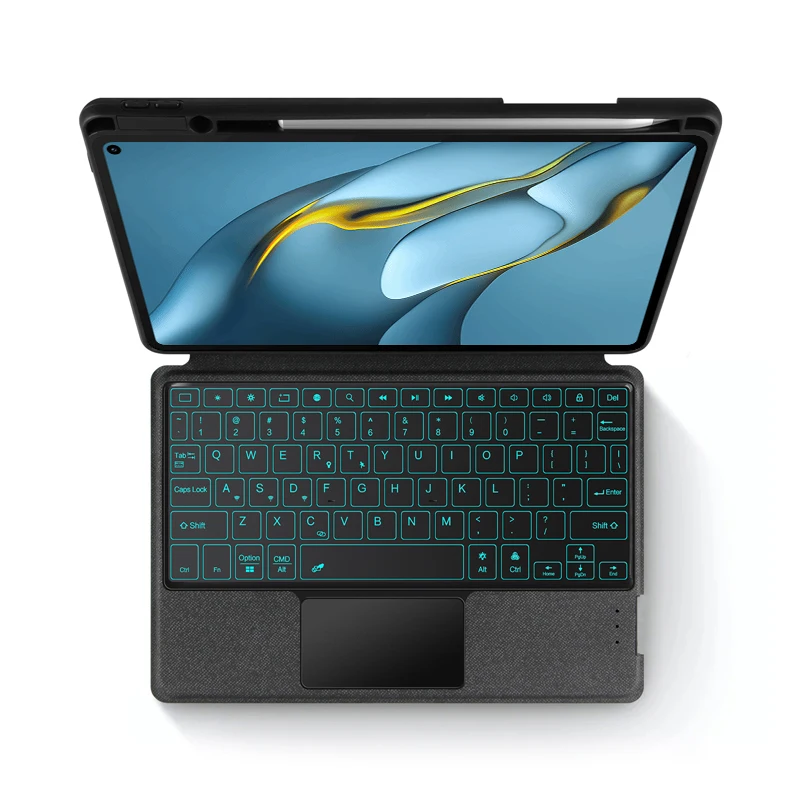 HUAWEI MatePad Pro 10.8 &2021 2020 2019 태블릿 케이스 터치 패드 백라이트 분리형 커버 용 스마트 마그네틱 블루투스 키보드
