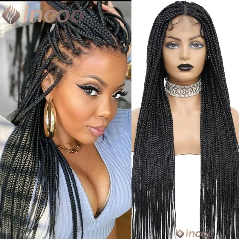 

36 Inches Synthetic Full Lace Wig Braided Wigs For Black Women Knotless Box Braids Wigs Crochet Box Wig Braid Braiding Hair Wig