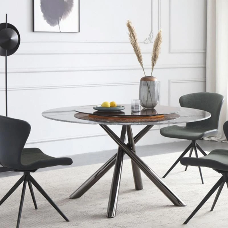 

Итальянский высококачественный круглый стол из шифера на заказ со стеклянным поворотным столиком, современный дизайн для дома, маленькой квартиры, обеденный стол, кухонная мебель