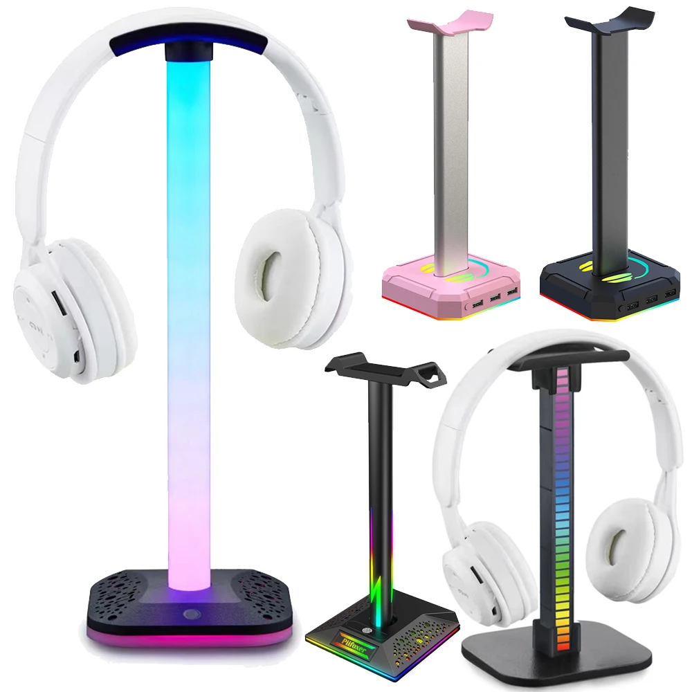 RGB Gaming Headphone Stand Headset Desk Display Holder Hanger with