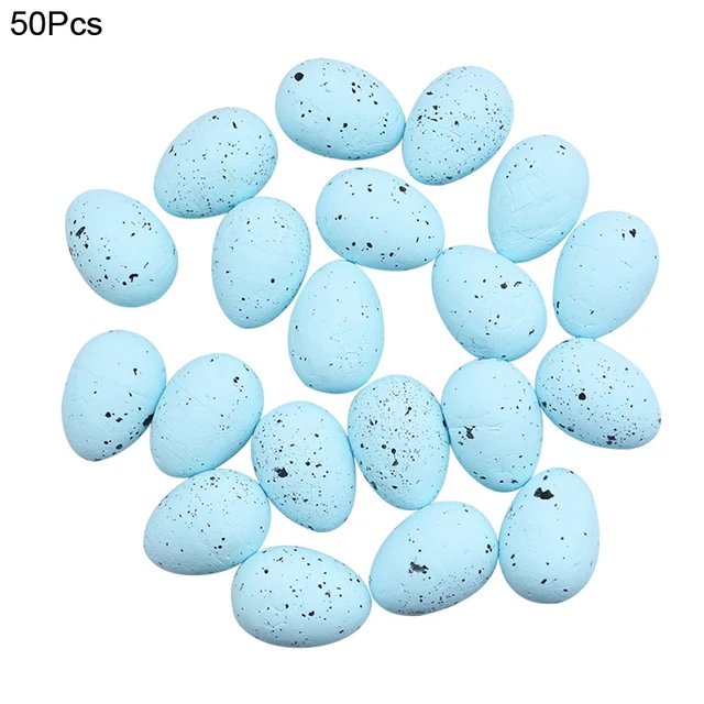 20/50Pcs Foam Easter Eggs Happy Easter Decorations Painted Bird Pigeon Eggs DIY Craft Kids Gift Favor Home Decor Easter Party 50pcs-Blue