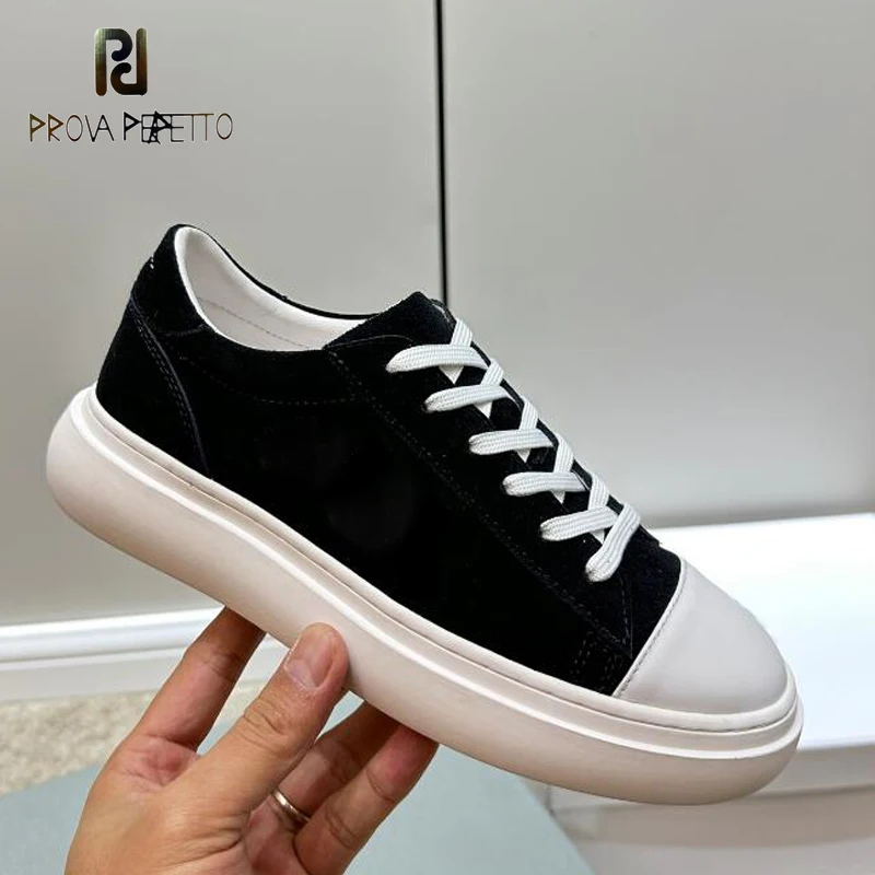 

White Thick Undersole Women Casual Shoes Lace Up Cow Suede Leather Round Toe Comfortable Sports Sneakers Sapatos Mujer New