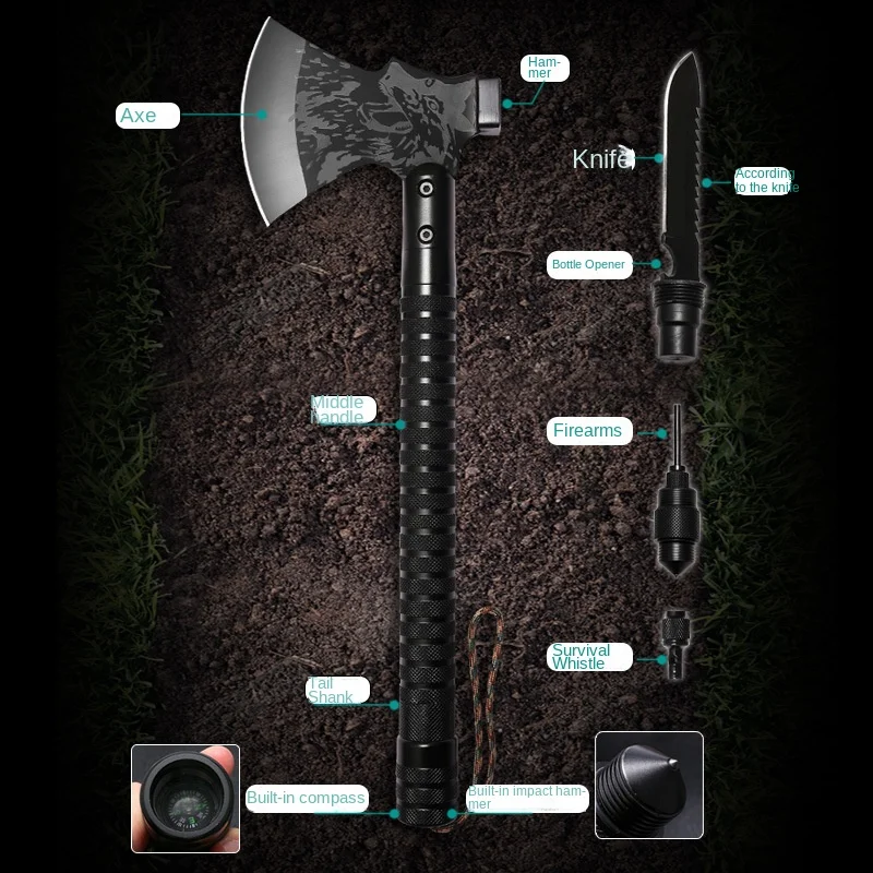 Field equipment, battle axe head, sapper axe, multi-functional survival tactics, big chopping wood axe