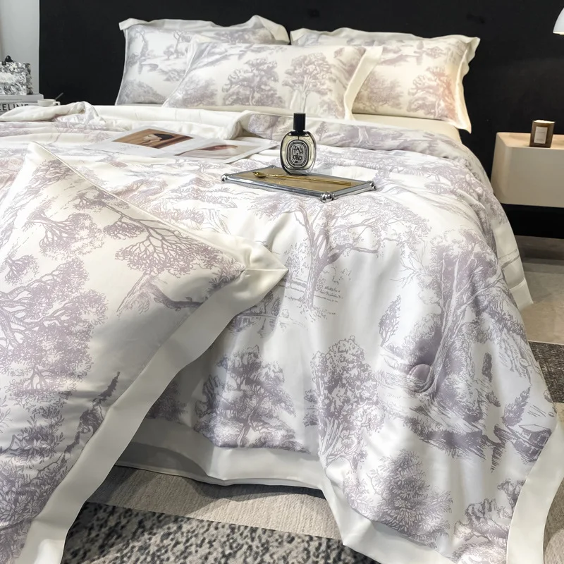 Summer Ice Silk Cool Comforter Soft Lightweight Blanket Smooth Air Condition Quilt Bedspread King Size Couple Bed Duvets summer quilt