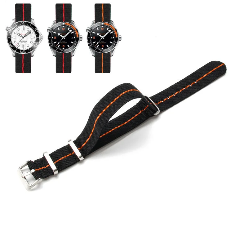 Premium NATO Nylon Watch Band - Black & Green, Sweat-Absorbent and Woven Design