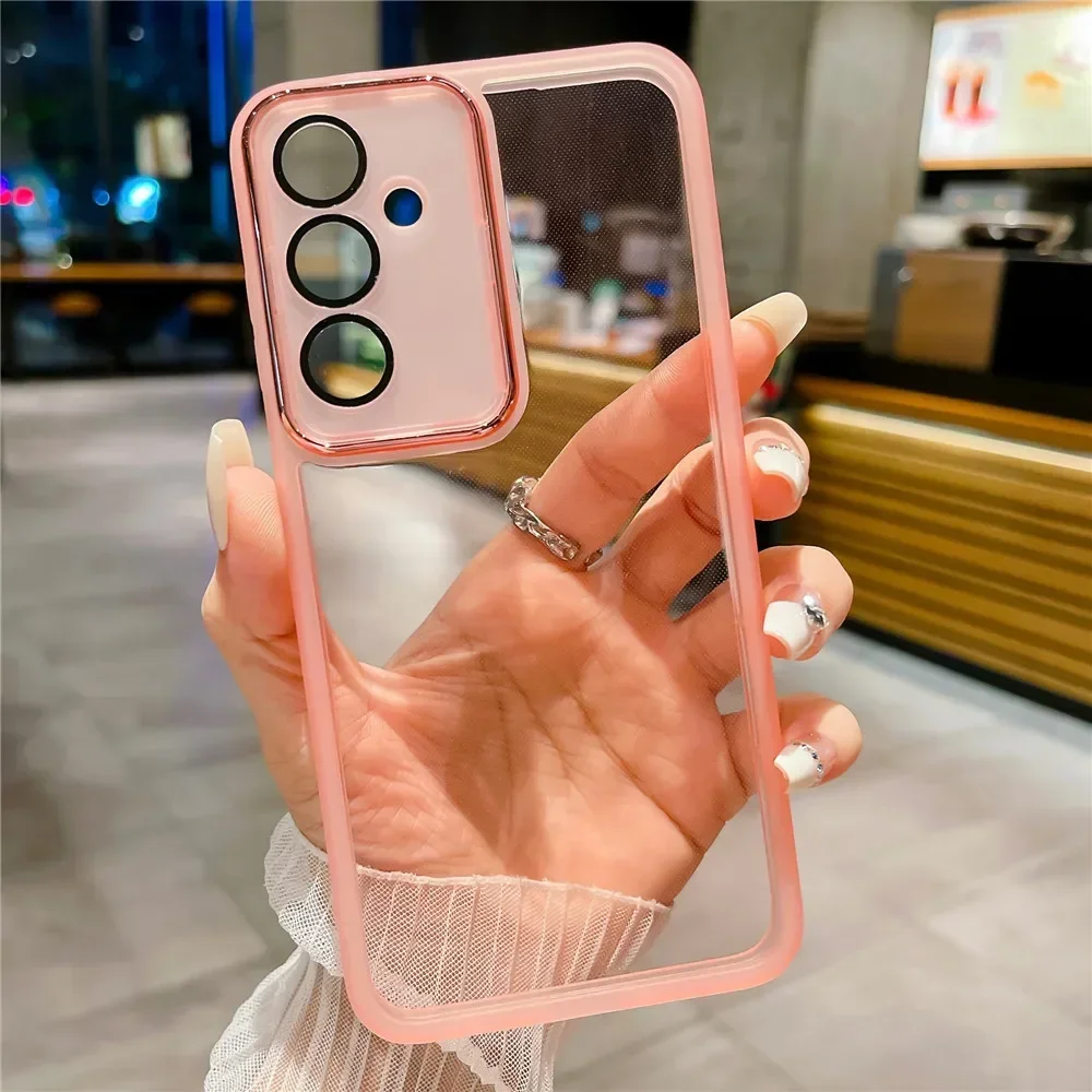 Phone Case For Samsung S23 Ultra S24 S21 FE S22 Plus M13 M33 M53 M14 M54 A55 Camera Protection Film Transparent Silicone_voghion.com