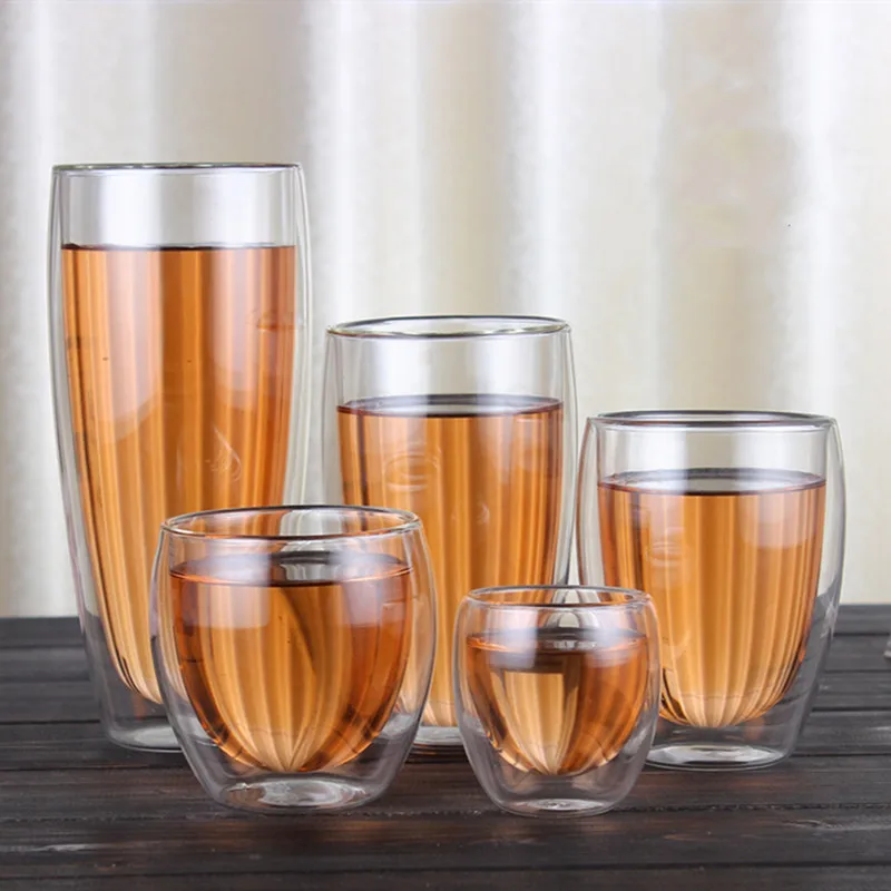 Heat-resistant Double Wall Glass Cup Water Espresso Coffee Cup Set Handmade Beer Mug Tea glass Water Milk Glass Drinkware