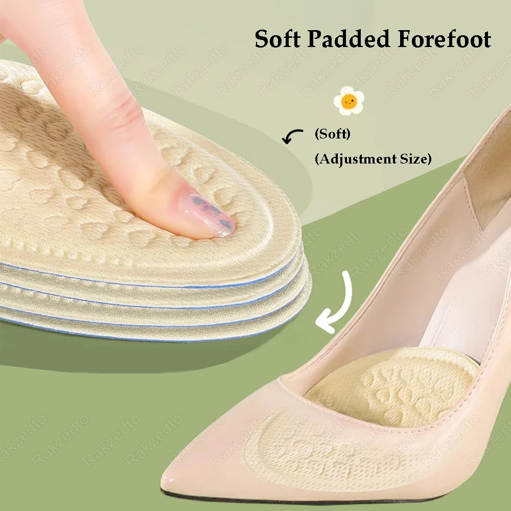 3Pairs Forefoot Pads for Women High Heels Pain Relief Non-Slip Insoles for Shoes Too Big Size Reduce Insert Foot Pads Toes