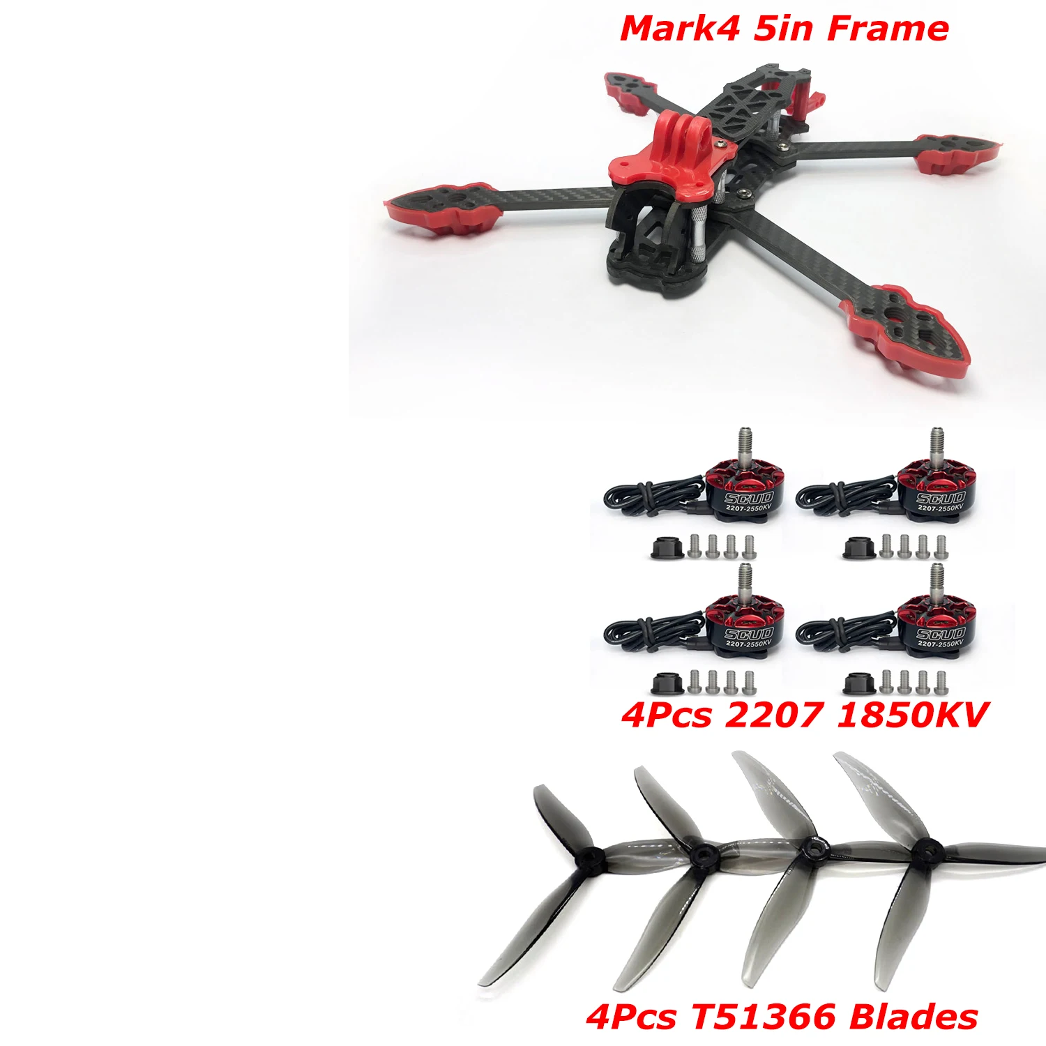 Drone de course FPV X5F-6S 6S posé au sol, montrant son châssis robuste et ses moteurs