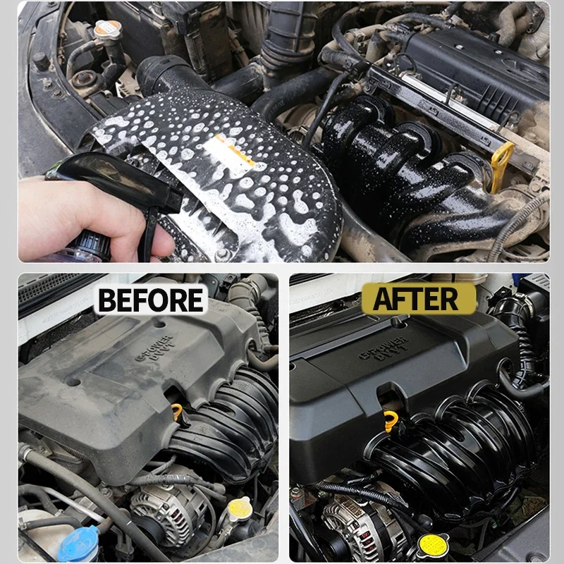 Car Engine Bay Cleaner Powful Decontamination Engine Compartment Oil Grease Dust Remover Wash-free Protector Car Care Kit 3