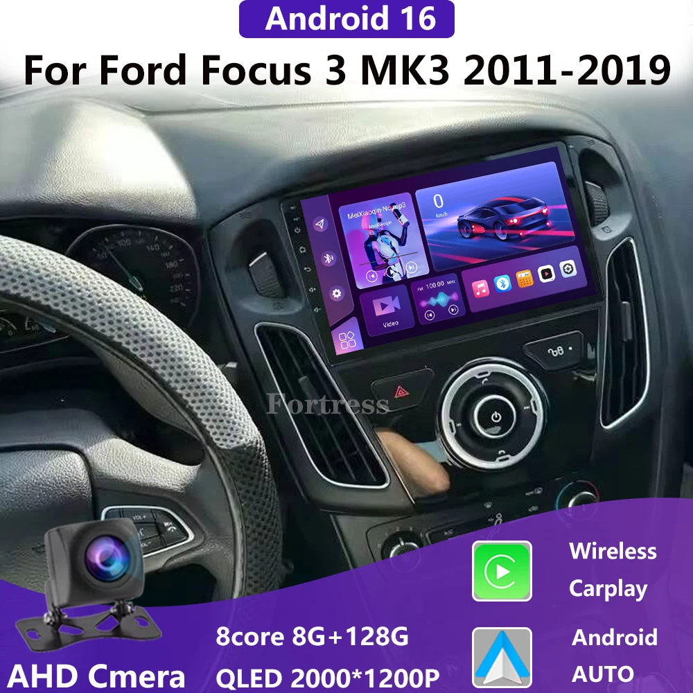 CarPlay inalámbrico para Apple Android Auto Radio de coche GPS para Ford Focus 3 MK3 2010 2011 2012 2013 2014- 2019 Multimedia RDS 4G WiFi 1