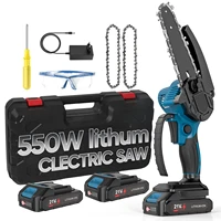 Scie à chaîne électrique sans fil de 6 pouces, outils de travail du bois et d'élagage de jardin rechargeables avec 2 batteries 1