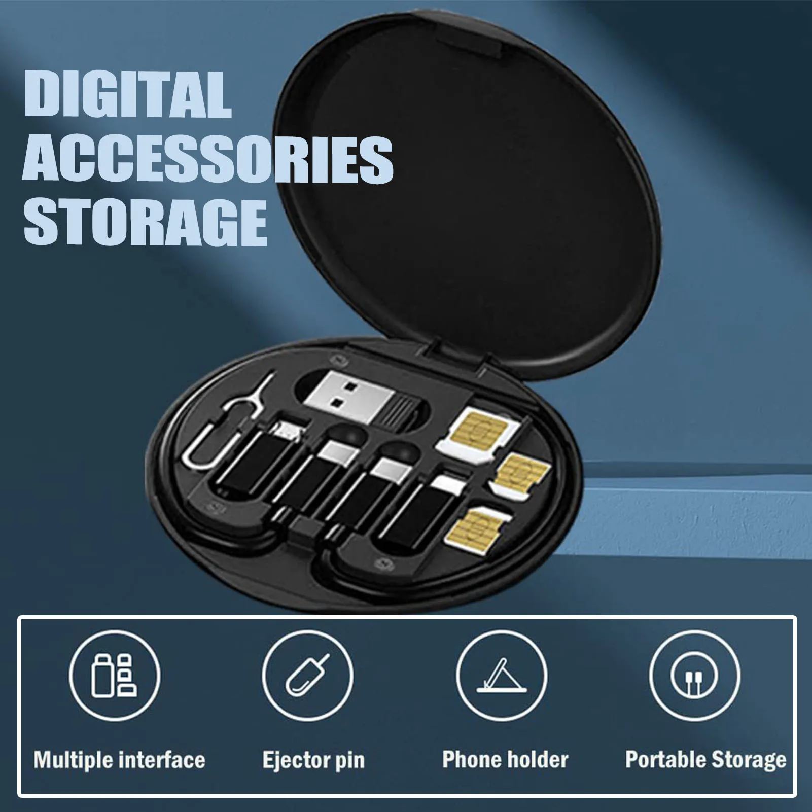 All In One Smart USB Adapter SIM Card Data Cable Storage Box For iPhone