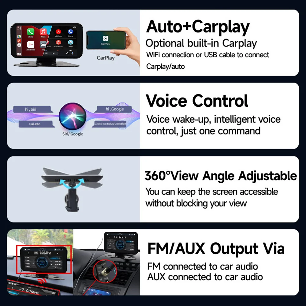 6 Inch Portable Multimedia GPS Navigation Wireless Carplay Android Auto Touch Screen Music Player Universal Car Radio Car Screen