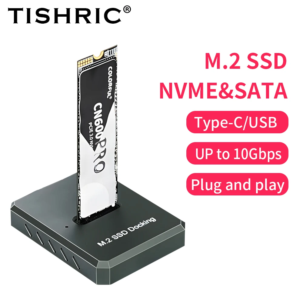 Toshric Hard Disk Drive Enclosure Docking Station M2 Nvme Ngfff Adattatore A Doppio Protocollo Dock In Lega Di Alluminio Type-C Usb 2-In-1Cable