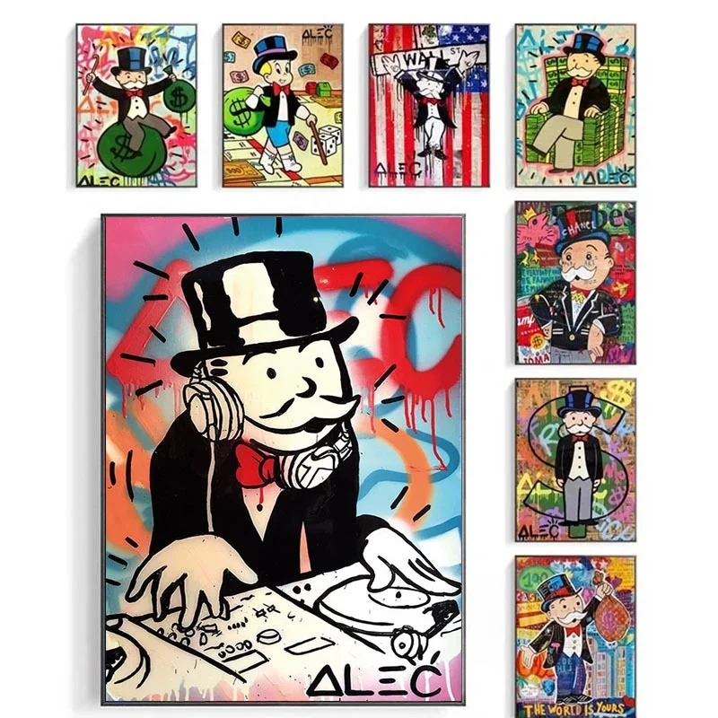 

Artwork Poster Masked Monopoly Time Is Money Wall Art Canvas Prints Modern Painting Wall Picture For Living Room Home Decoration