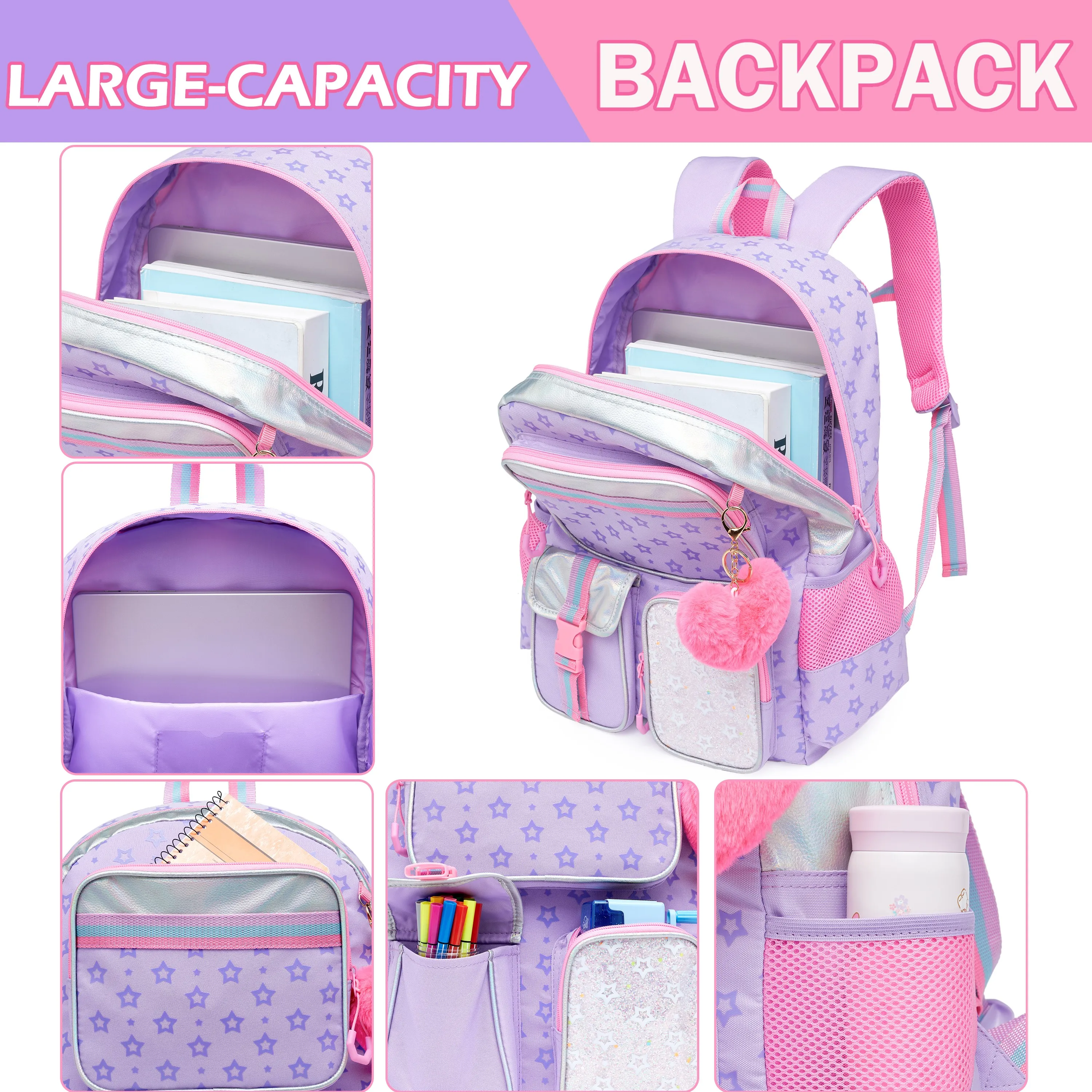 Meetbelify Backpack for Girls School Bag Aesthetic Backpack for Elementary Student Teen Girls Cute Bookbag Kids Kawaii Shoolbag 5
