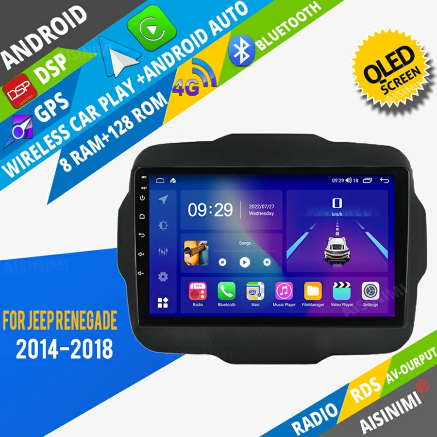 

AISINIMI Android Car Dvd Player navigation For Jeep Renegade 2014-2018 car radio Car Audio Gps Multimedia Stereo Monitor