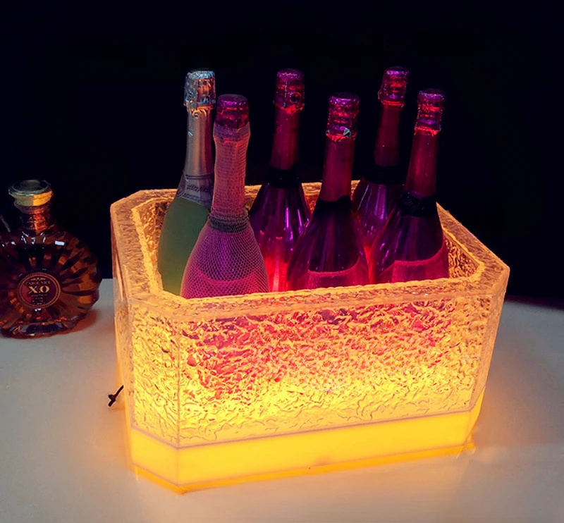 

Bar illuminated ice bucket acrylic rectangular ice bucket beer frame champagne bucket 24 colorful cocktail slots