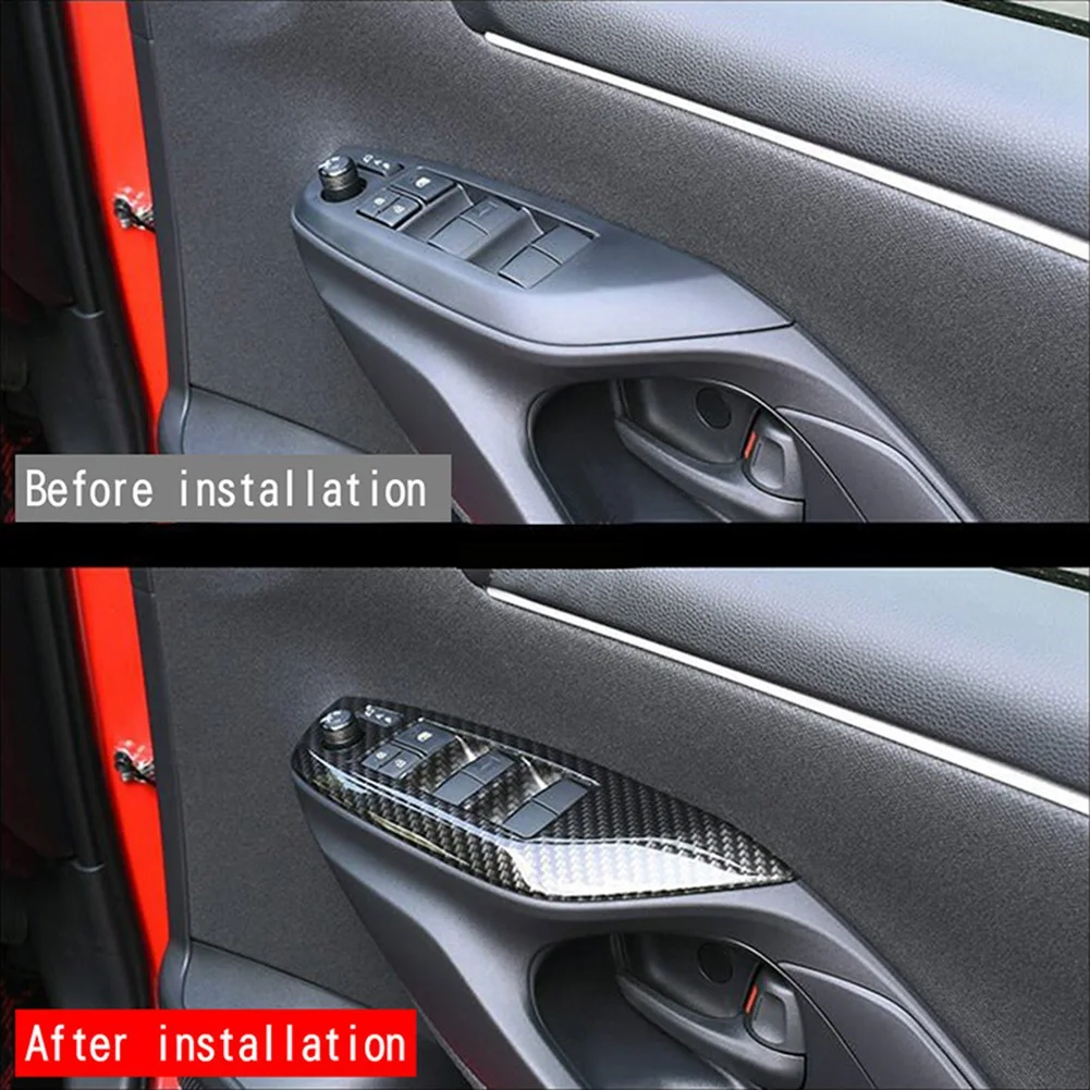 

For Toyota Yaris Cross 2020 2021 RHD Window Switch Button Panel Cover Trim Decoration Protector,ABS Carbon Fiber