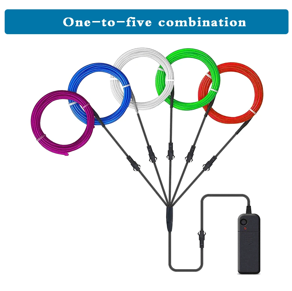 EL Wire 5/4/3/2/1Color 1M Illuminated Lights with Neon Lights DIY Combination Multicolor Lights AA Batteries USB Prom LED Strips