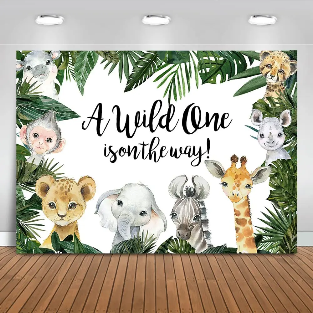 Safari Baby Shower Fondale Animali Della Giungla Baby Shower Sfondo Tropical Wild Zoo Animals Party Poster Wall Cake Banner Photo