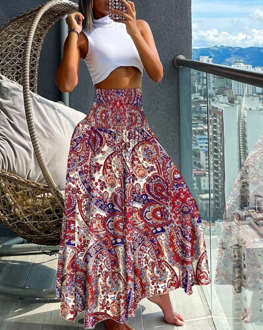 Fashion Short Sleeve Waist Thin Large Skirt Cross-border Dress