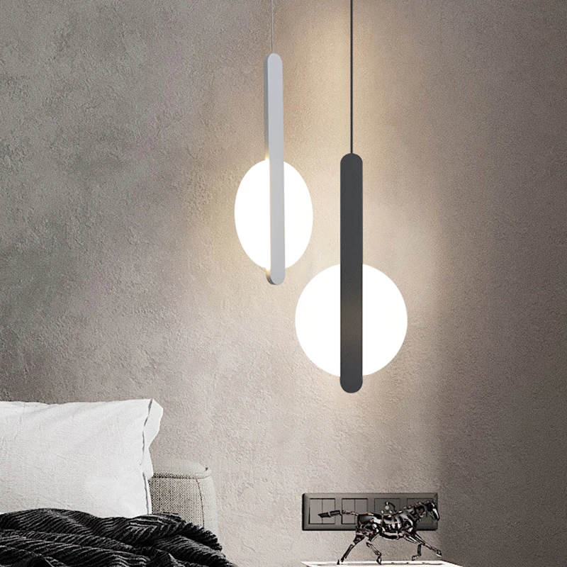 Modern Scandinavian High Ceiling LED Pendant Lamp for Bedside Living Room Lighting Long Cable Suspension Luminaire Design