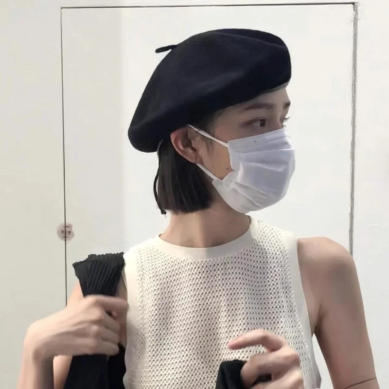 여성용 울 베레모 모자, 따뜻한 보온, 프랑스 아티스트 스타일, 비니 모자, 순수 색상, 빈티지 레트로, 우아한 레이디 베레모 모자, 겨울