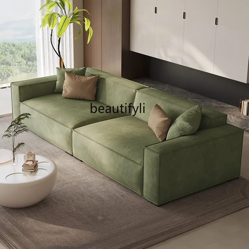 

Nordic Minimalism Tofu Block Fabric Sofa Living Room Straight Row Three-Seat Small Apartment Cream Style Sofa Modern Minimalist
