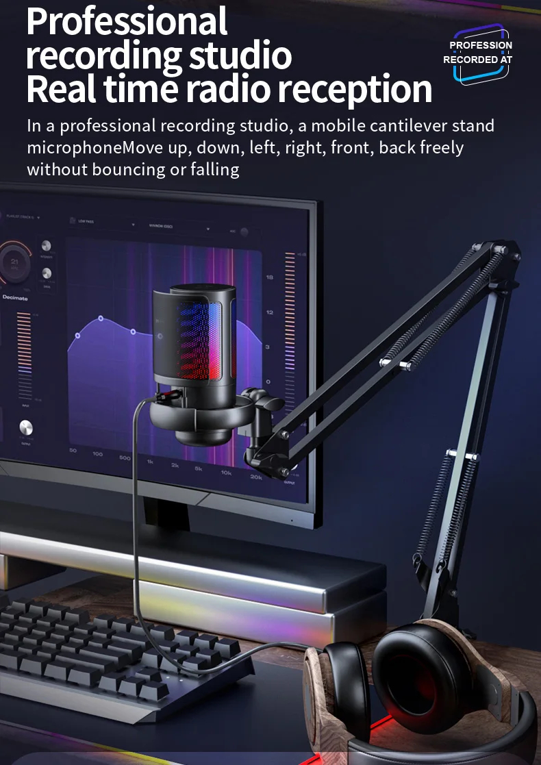 Rgb-Gaming-Mikrofon Mit Sprachausgleich Und Geräuschunterdrückung, Studio-Usb-Computer-Kondensatormikrofon Für Streaming/Aufnahme/Disc-Produktion Sc403F8Ec7F014Eedba3B4Ef7C37E7731V