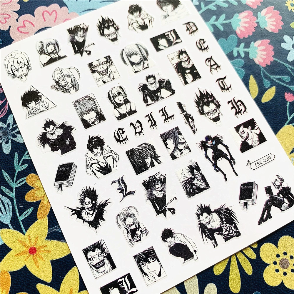 Nail Stickers Nail Decals TSC-163 Black Notes series 3d nail art stickers decal template diy nail tool decoration
