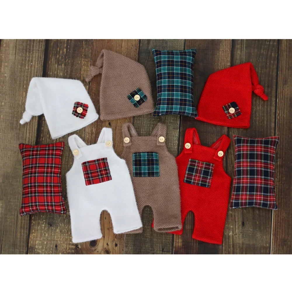

New Newborn Full Moon Cinema Art Photography Clothing Newborn Photography Clothing Baby Christmas Strap Shorts Three Piece Set