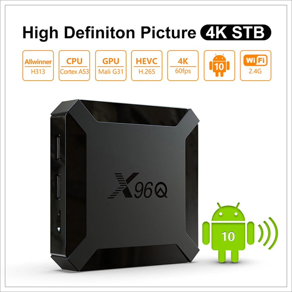 Android 10 X96Q TV Box 2GB 16GB Allwinner H313 Quad Core 4K Smart TV BOX Wifi X96 1GB 8GBSet Top Box 2