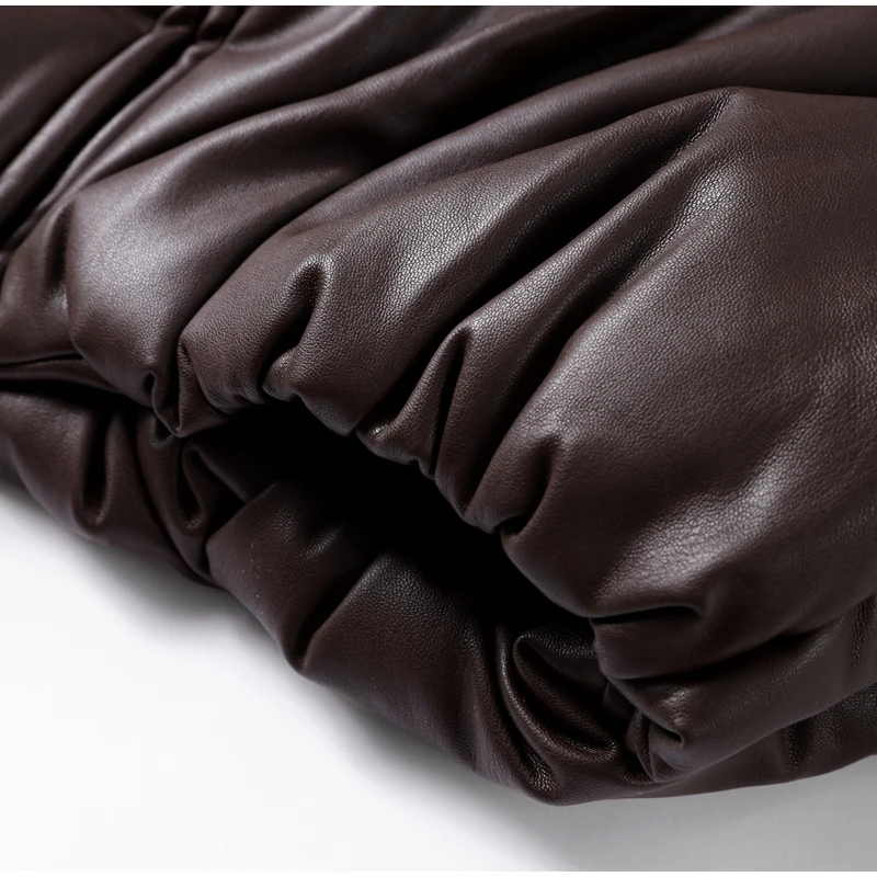 Description Picture 6 of itemVintage Winter Pu Leather Thick Women Jacket Chic Lapel Collar Full Sleeve Pockets Female Crop Coat 2024 Fashion Lady Outwear