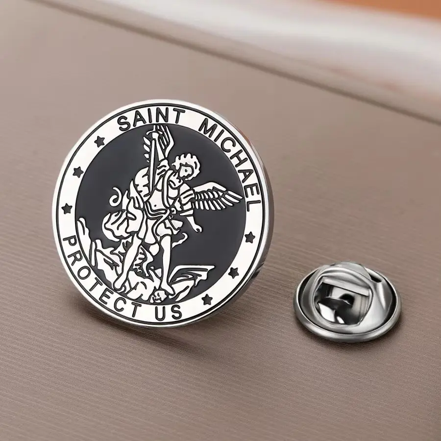 Dawapara Saint Michael Brosche Pins Guardian Erzengel schützen uns Talisman Broschen Edelstahl Schmuck