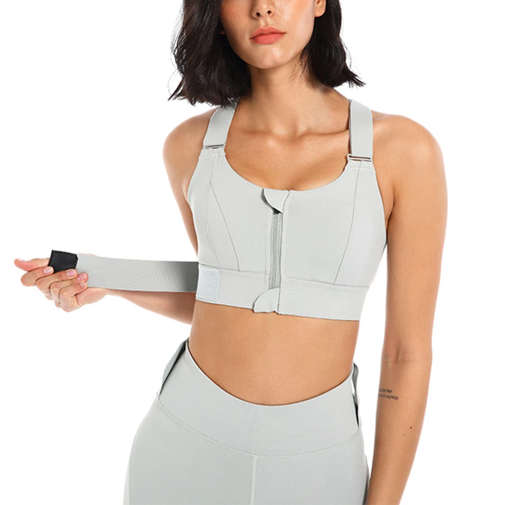 

Large Size High Sports Bra Women's Shock Resistant Running Big Breasts Show Small Front Zipper Fitness Yoga Suit Vest