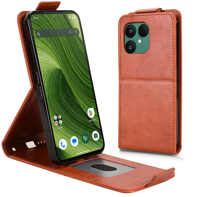 Anti-Fall Flip Vertical Case - Retro Skin-Friendly Full Cover with Card Holder